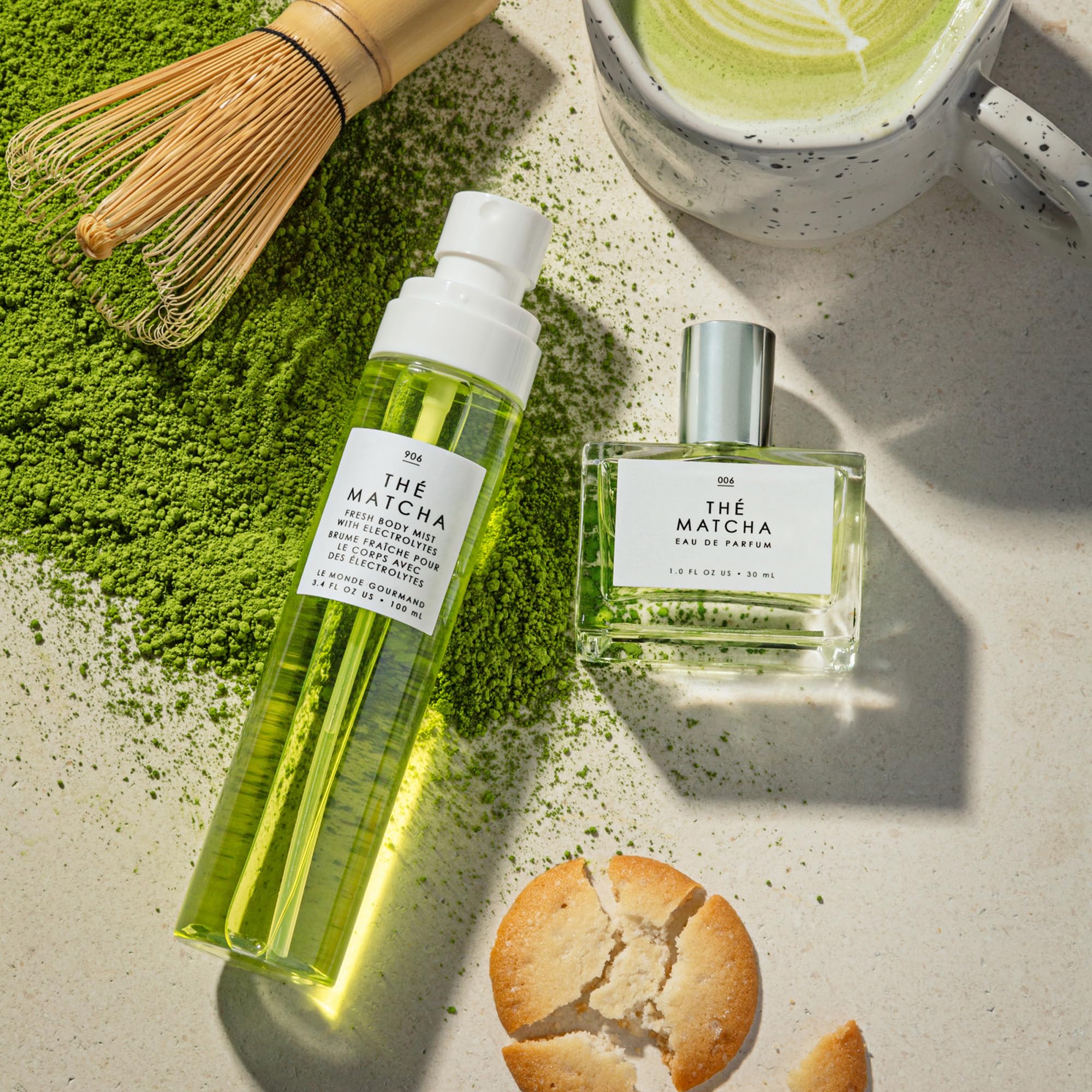 Le Monde Gourmand Thé Matcha collection promo image showcasing scent family.