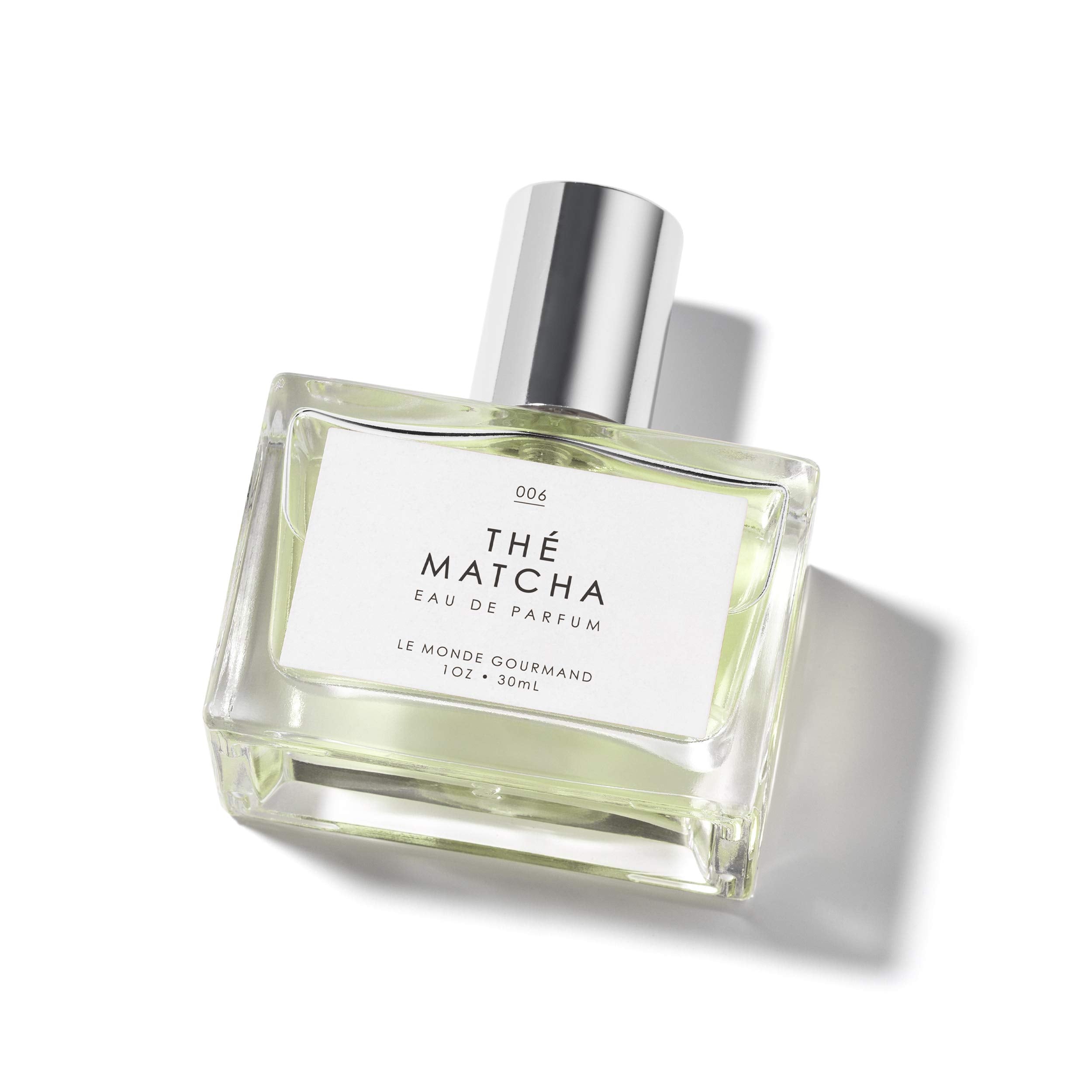 Le Monde Gourmand Thé Matcha bottle on vanity for a calming morning ritual.