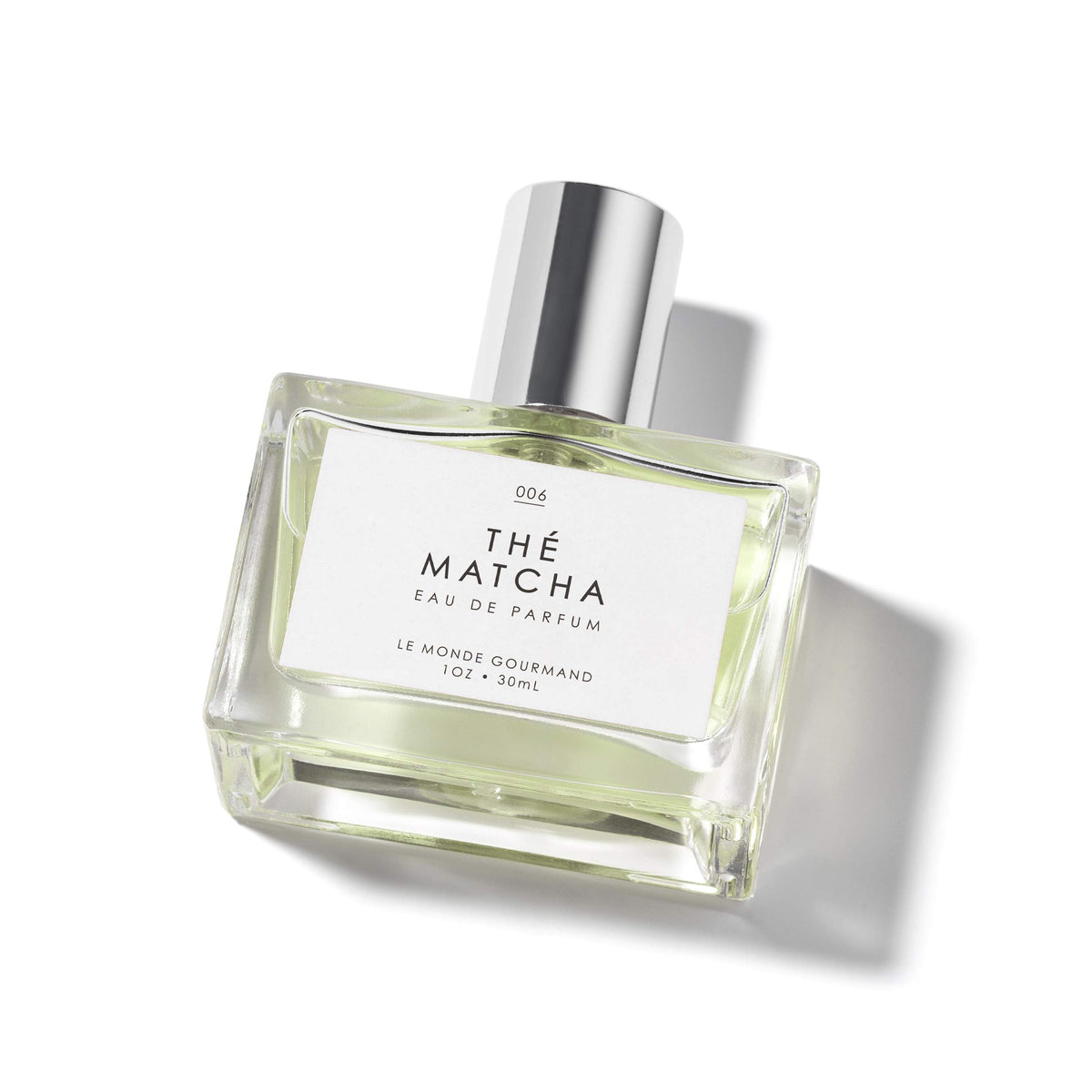 Le Monde Gourmand Thé Matcha bottle on vanity for a calming morning ritual.