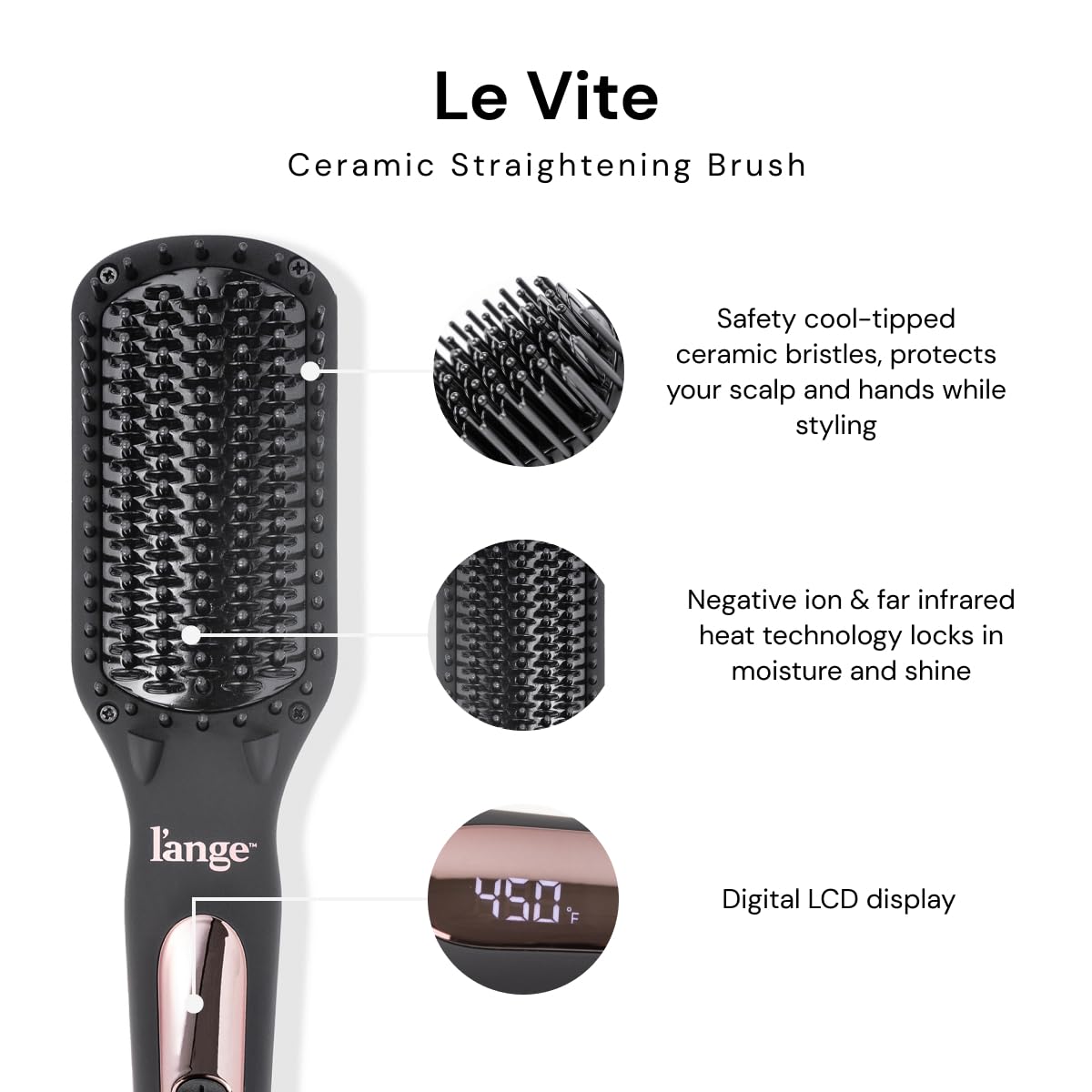 L'ANGE HAIR Le Vite's sleek black body and ergonomic grip support everyday use.