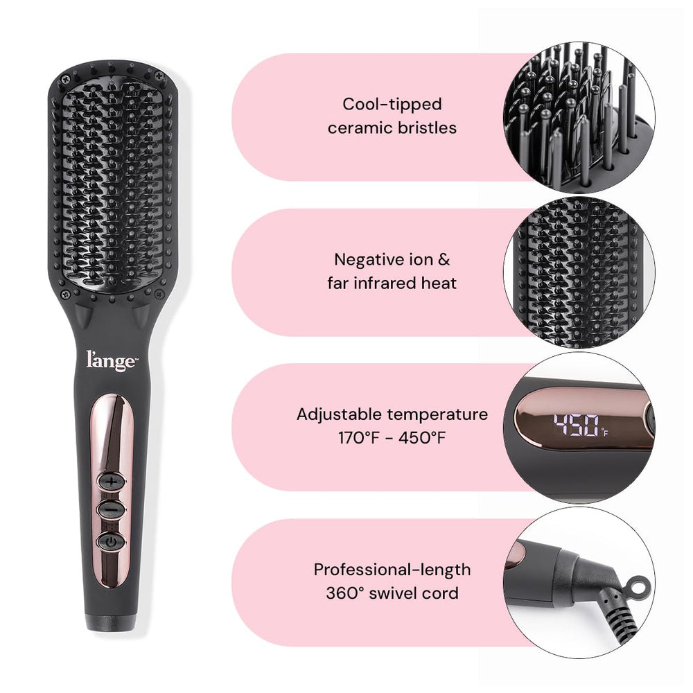 L'ANGE HAIR Le Vite shows temperature control enabling consistent heat for reliable straightening.