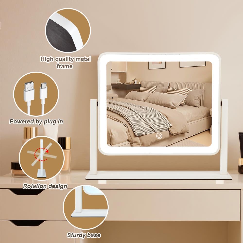 Leadzones rechargeable makeup mirror with long-lasting battery for cordless use.