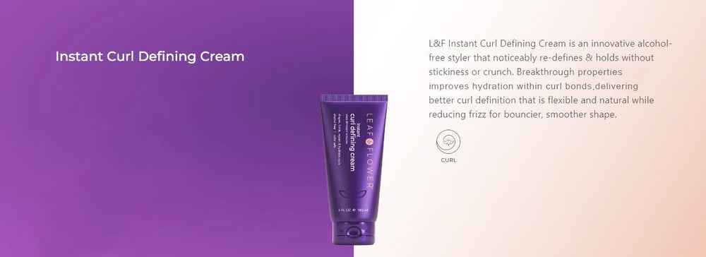 Leaf & Flower Curl Definition closeup highlighting frizz reduction and bouncy curl formation.