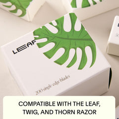 Leaf Shave recycling tin with used blades for a low-waste routine.