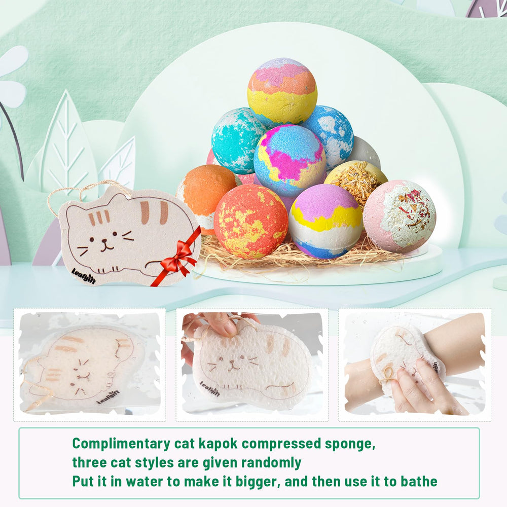 Leafgift Bath Bombs Colorful Swirl reveals vibrant water hues for a luxurious soak.