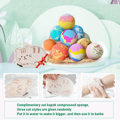 Leafgift Bath Bombs Colorful Swirl reveals vibrant water hues for a luxurious soak.