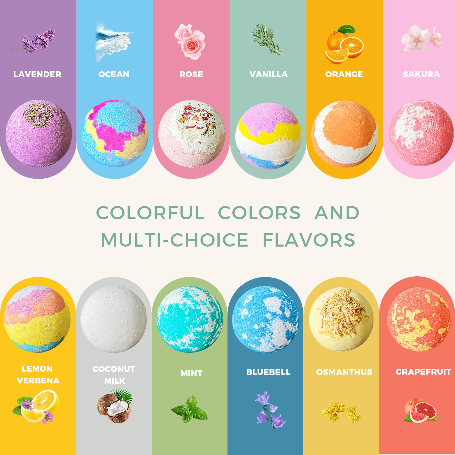Leafgift Bath Bombs Variety Collection highlights color and fragrance for soothing bath moments.