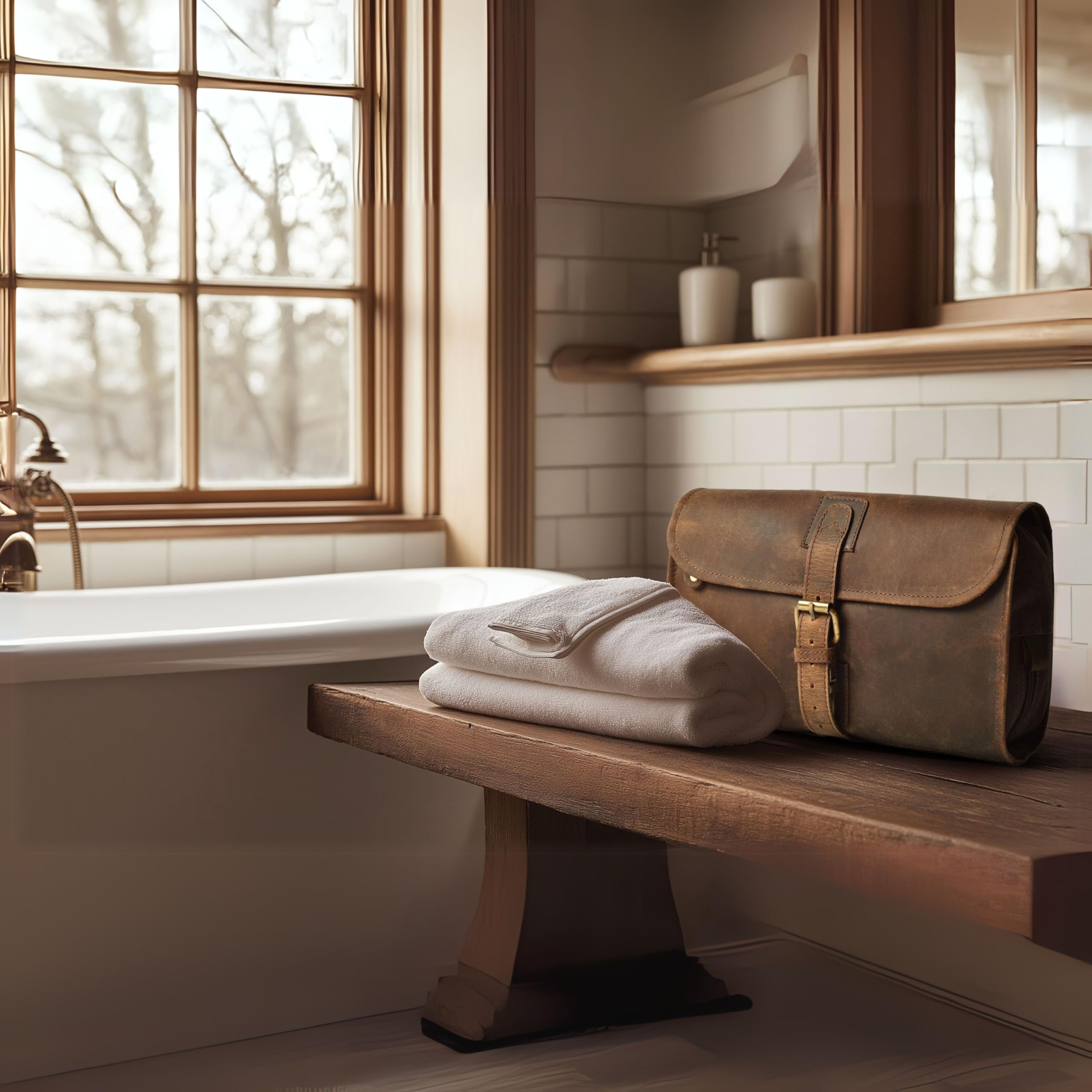 LEATHER VILLAGE water-resistant material protecting contents during travel