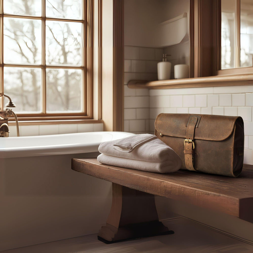 LEATHER VILLAGE water-resistant material protecting contents during travel