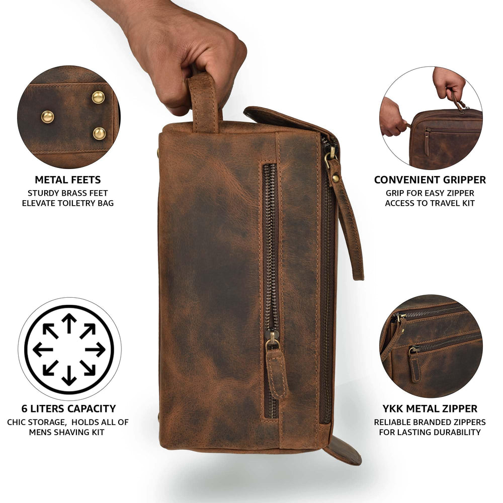 Leather Village Water-resistant interior lining protects contents during spills and flights