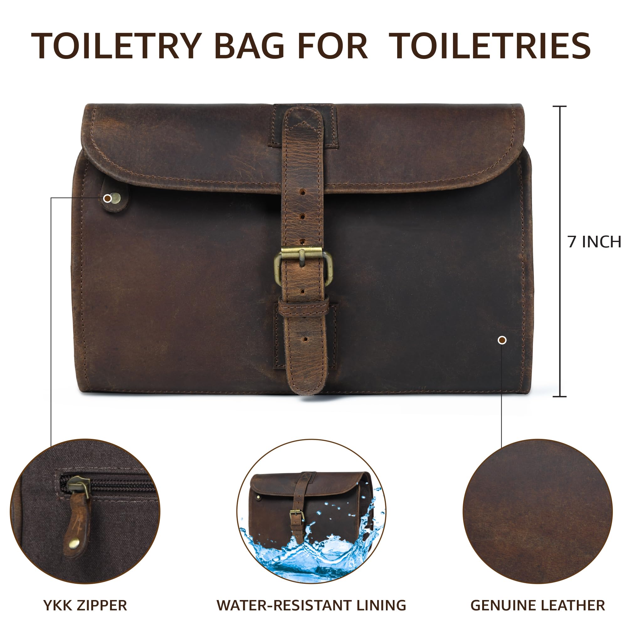 LEATHER VILLAGE closeup on YKK zippers for secure storage during trips