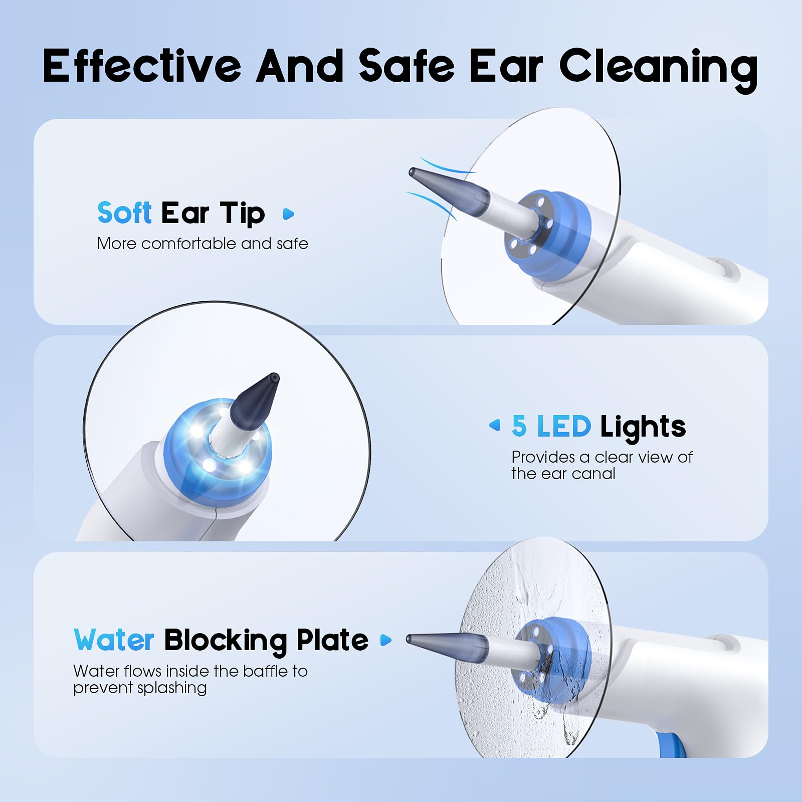 Lebbtl five-hole tip producing gentle multi-stream rinse for broader, gentler cleaning