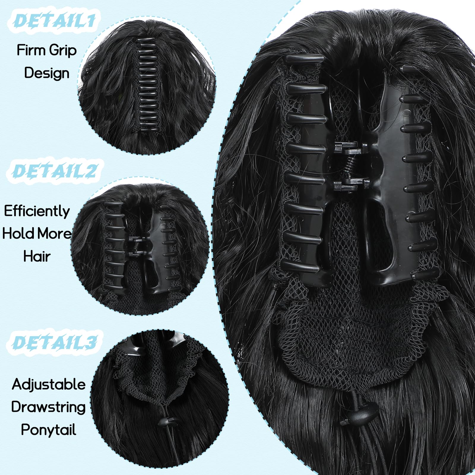LEDIZE ponytail extension synthetic fiber texture resembles real hair for romantic styling.