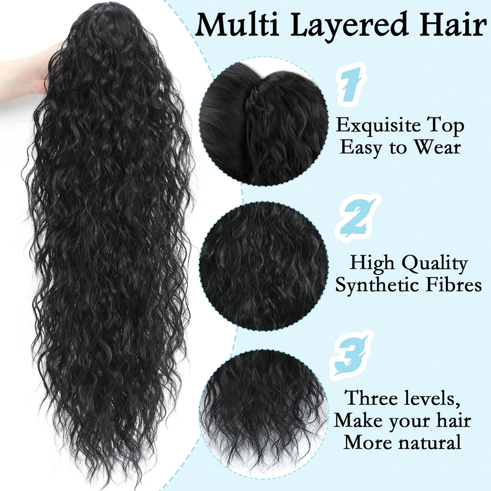 LEDIZE clip-in ponytail closeup shows secure attachment for all-day wear.