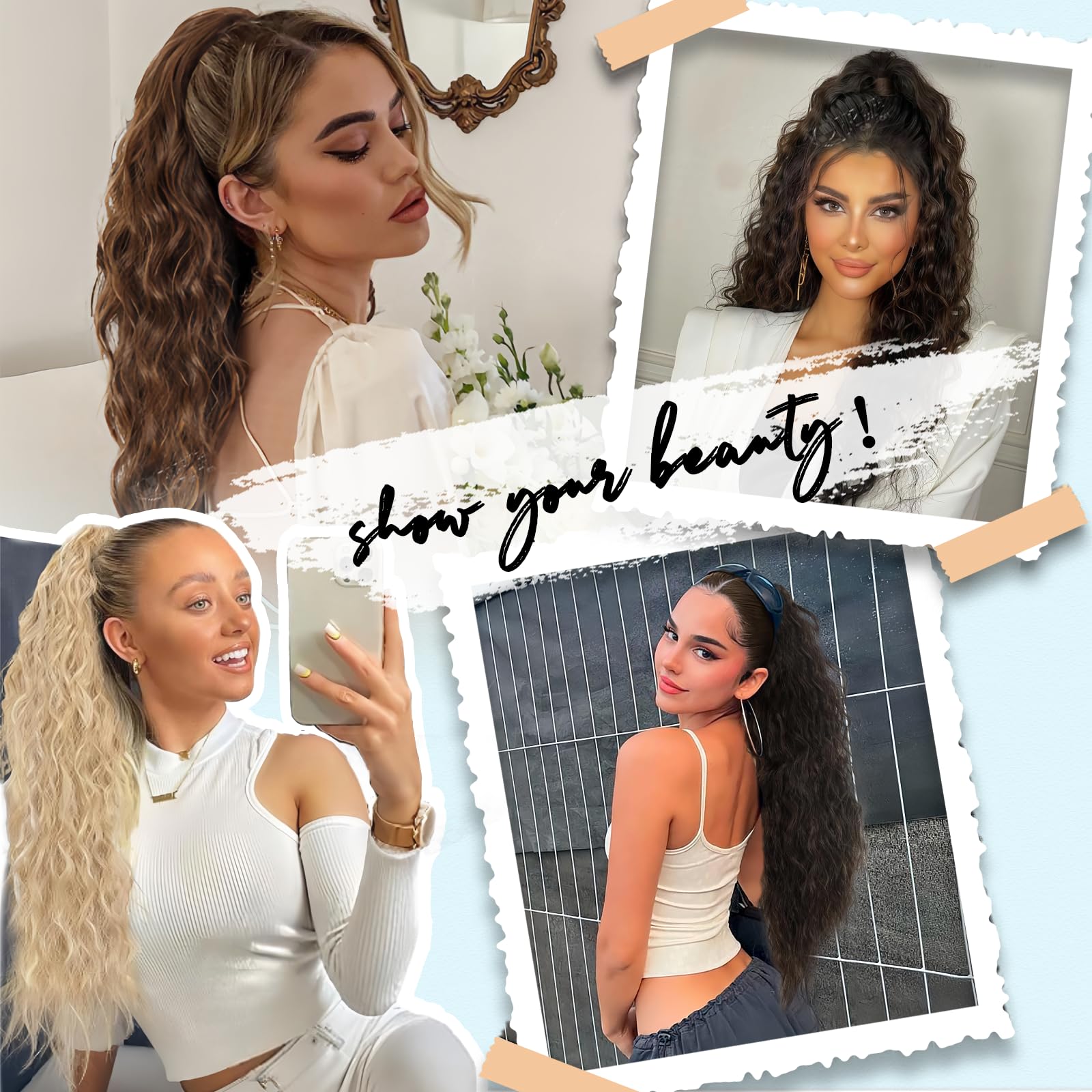 LEDIZE ponytail extension easy drawstring application for quick transformations.