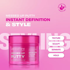 Lee Stafford Messed Up Putty application close-up for twisting and tousling hair.