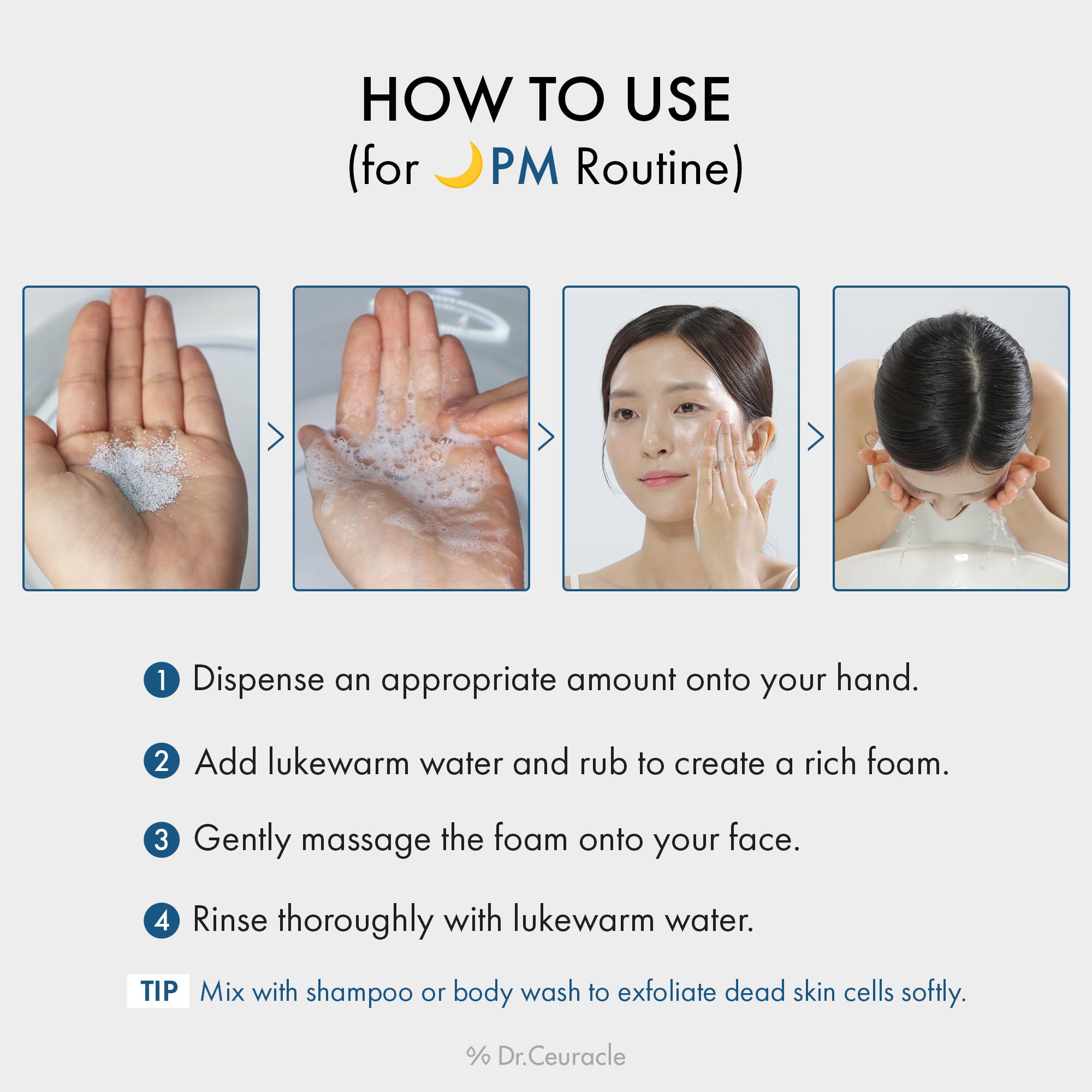 Leegeehaam Dr.Ceuracle Pro Balance wash suitable for day and night routines.