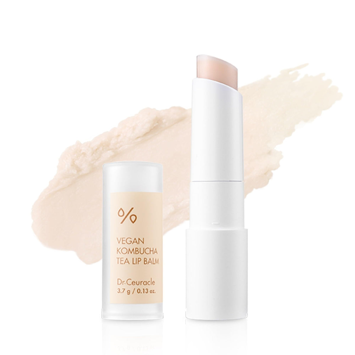 Leegeehaam Dr.Ceuracle vegan kombucha tea lip balm packaging highlights a clean skincare gift option.