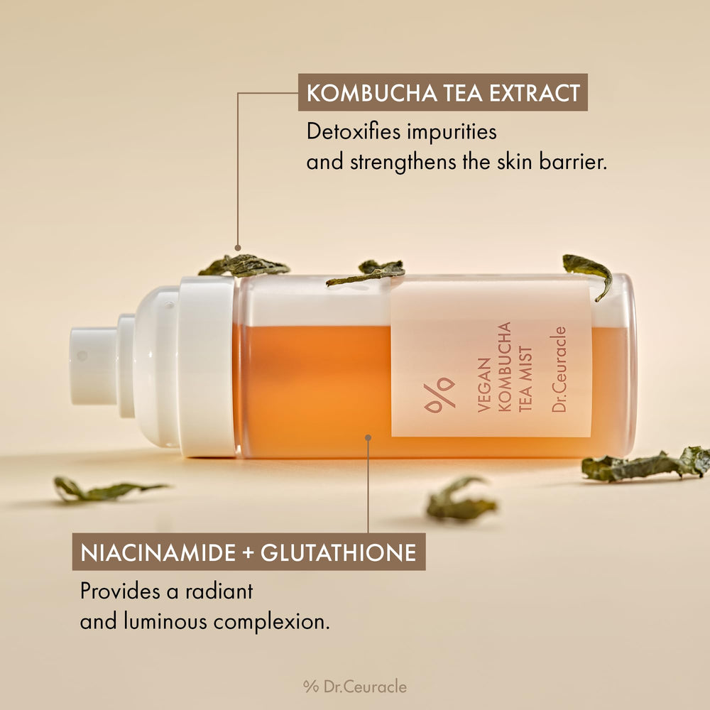 Leegeehaam Dr.Ceuracle vegan kombucha tea mist packaging shows premium gifting design