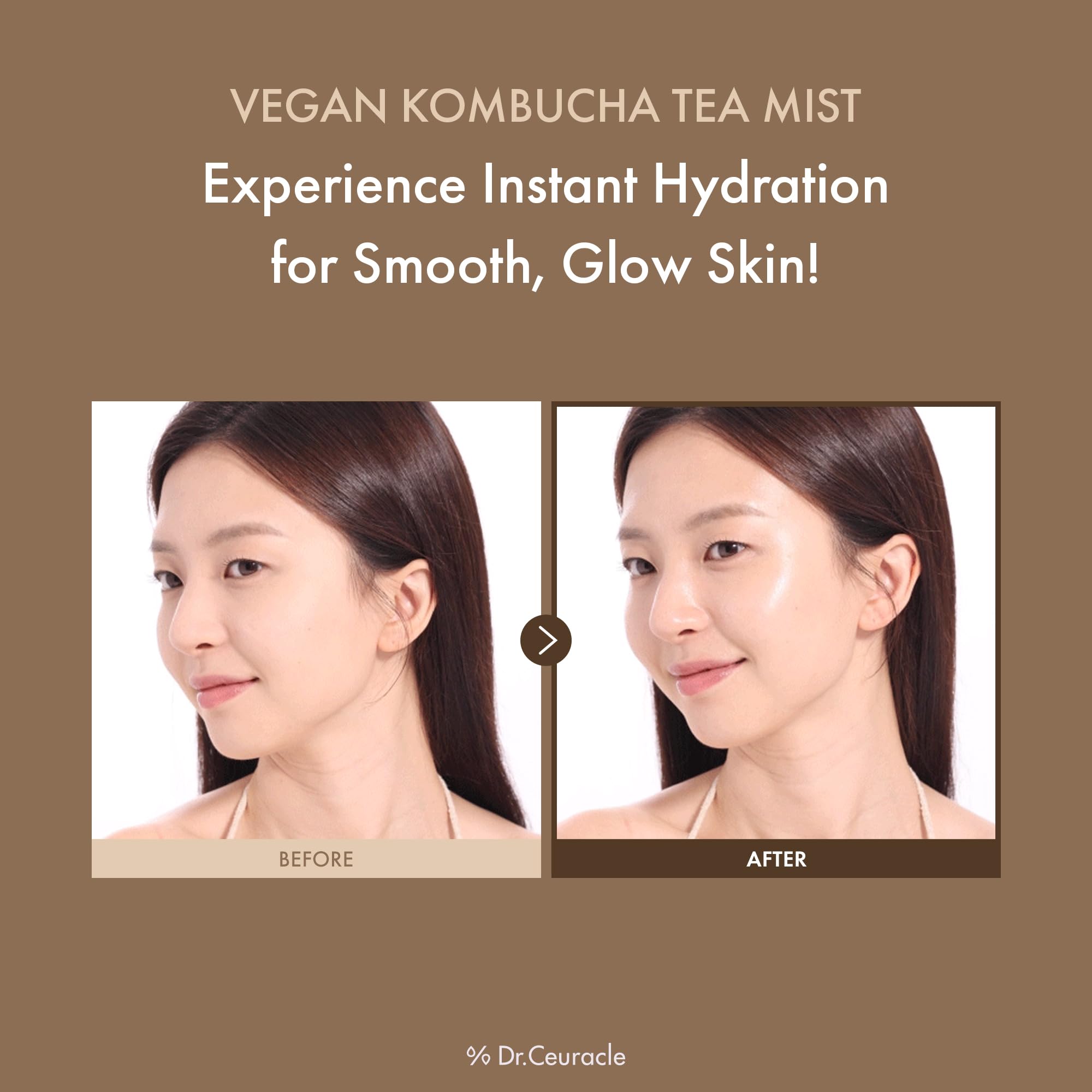 Leegeehaam Dr.Ceuracle vegan kombucha tea mist spray delivers ultra‑fine hydration for makeup‑ready skin