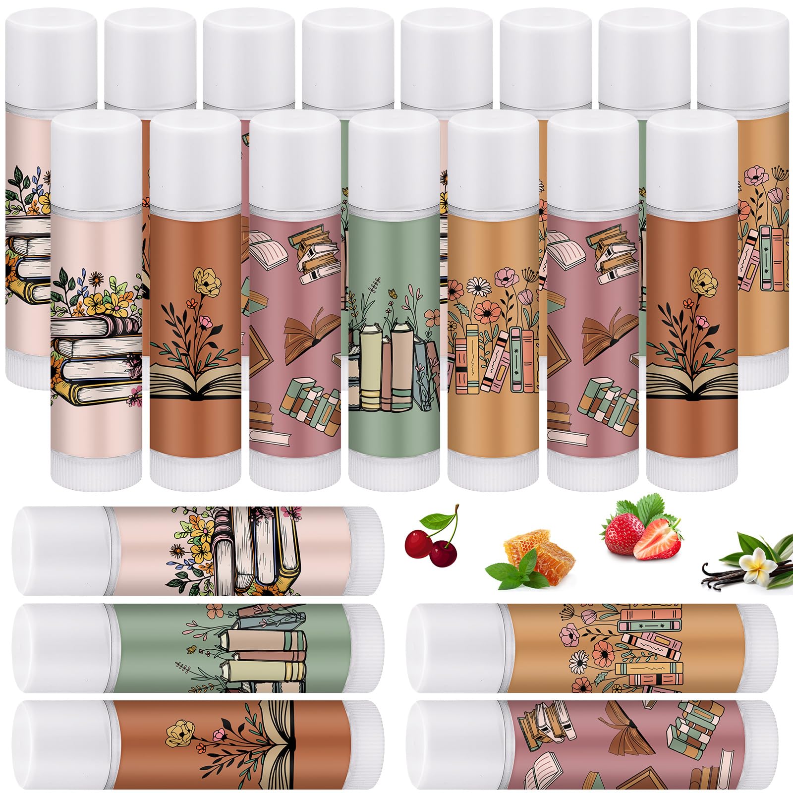Leelosp 15-pack Christmas book club lip balms bundle for gifting and festive atmosphere
