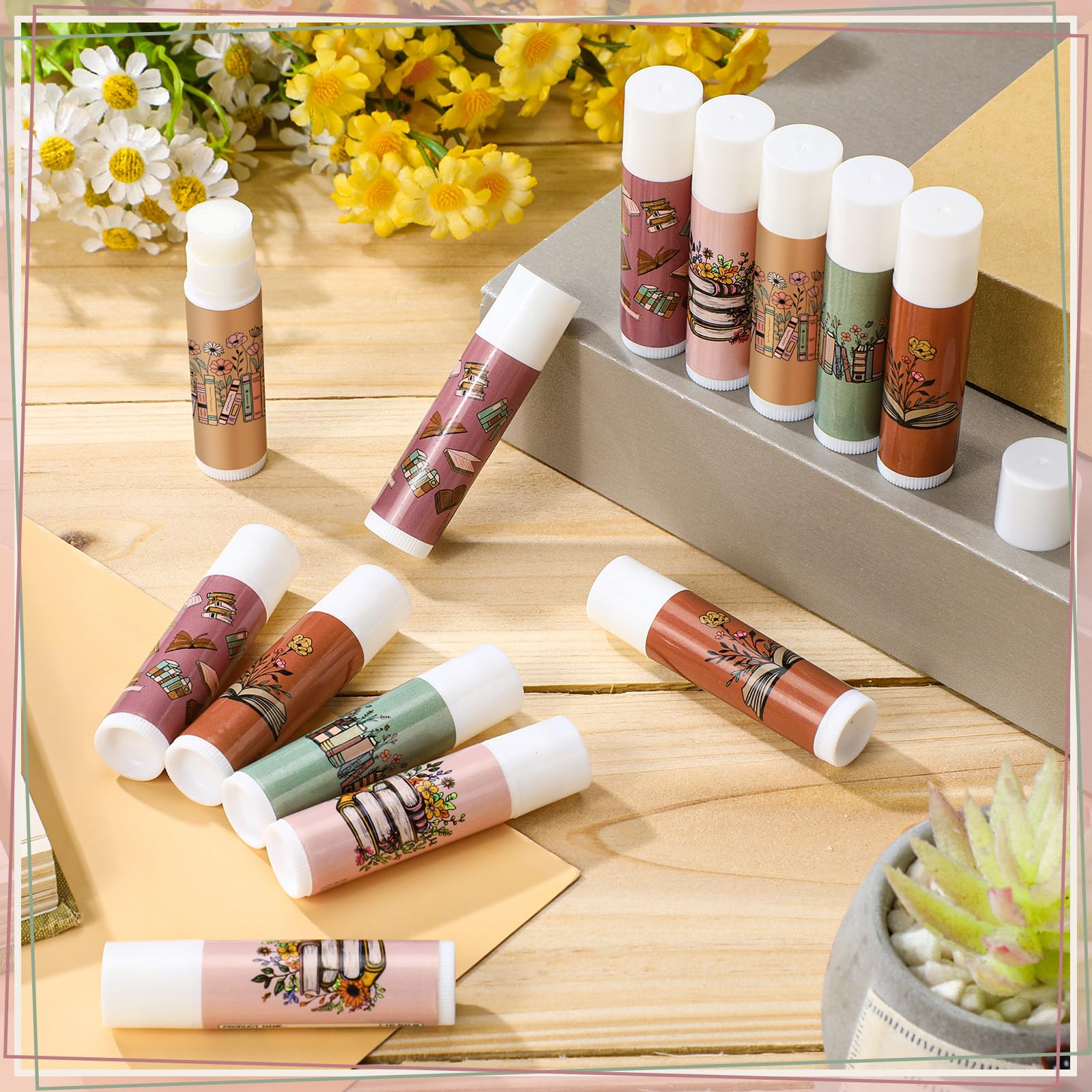Leelosp bookish lip balm flavors lineup with honey, vanilla, strawberry for cozy reading