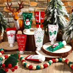Leelosp holiday design hand creams feature Santa Claus imagery for festive gifting.