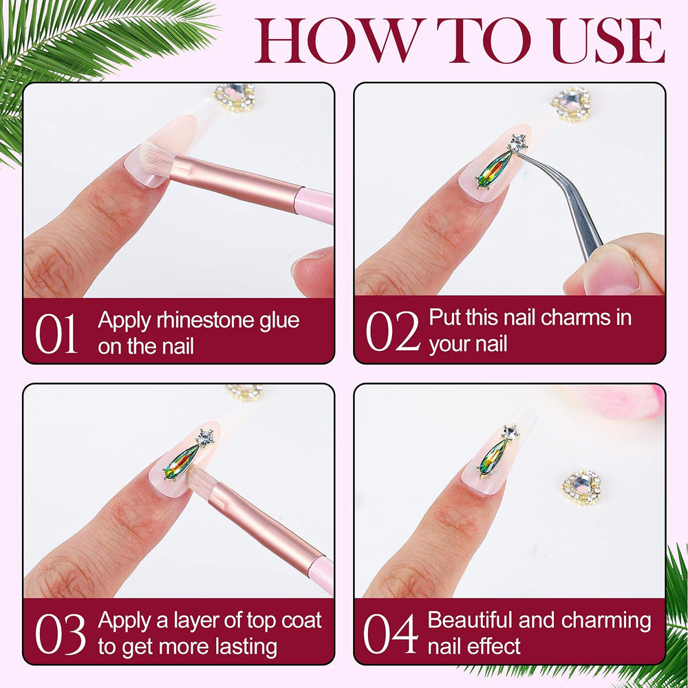 Leelosp heart drop design nail charms adds elegant accent gems.