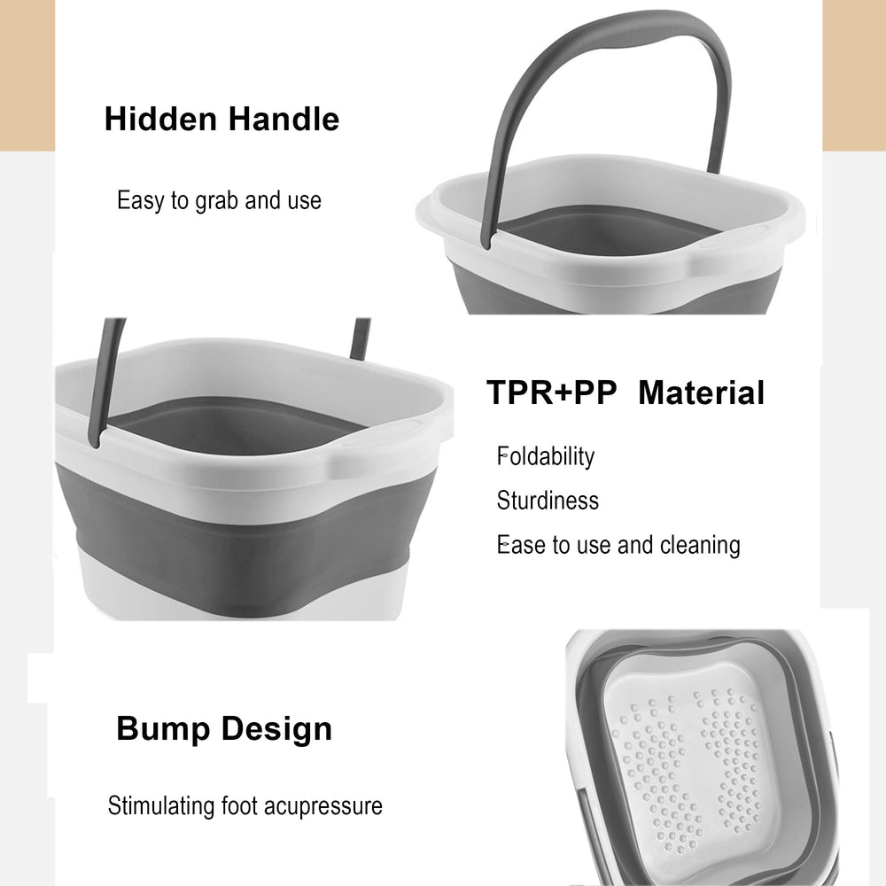 Leemeimei collapsible foot tub folded flat for compact storage.