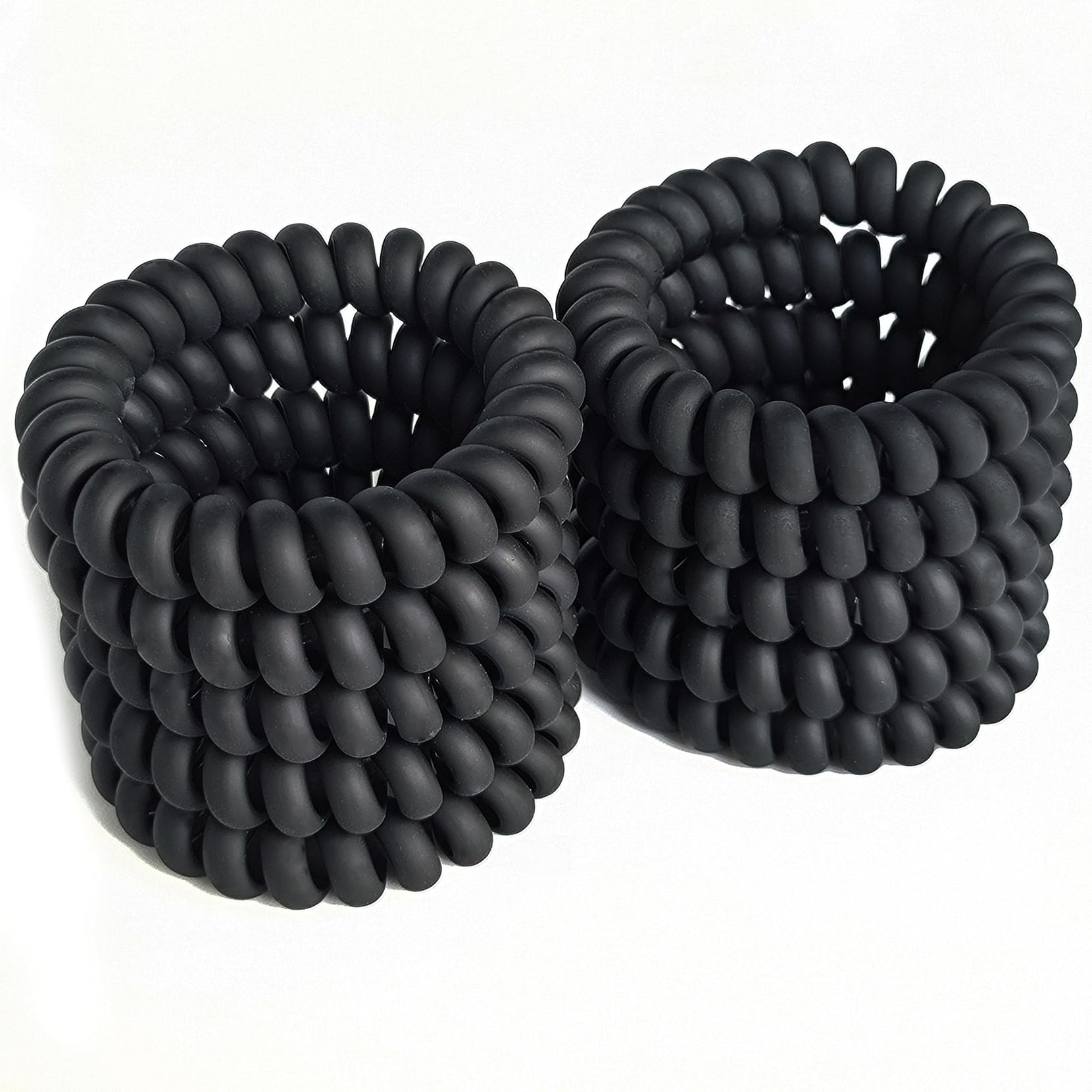 Leenchiry spiral hair ties matte black coil detail highlights even pressure for comfortable styling.