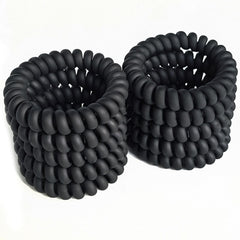 Leenchiry spiral hair ties matte black coil detail highlights even pressure for comfortable styling.