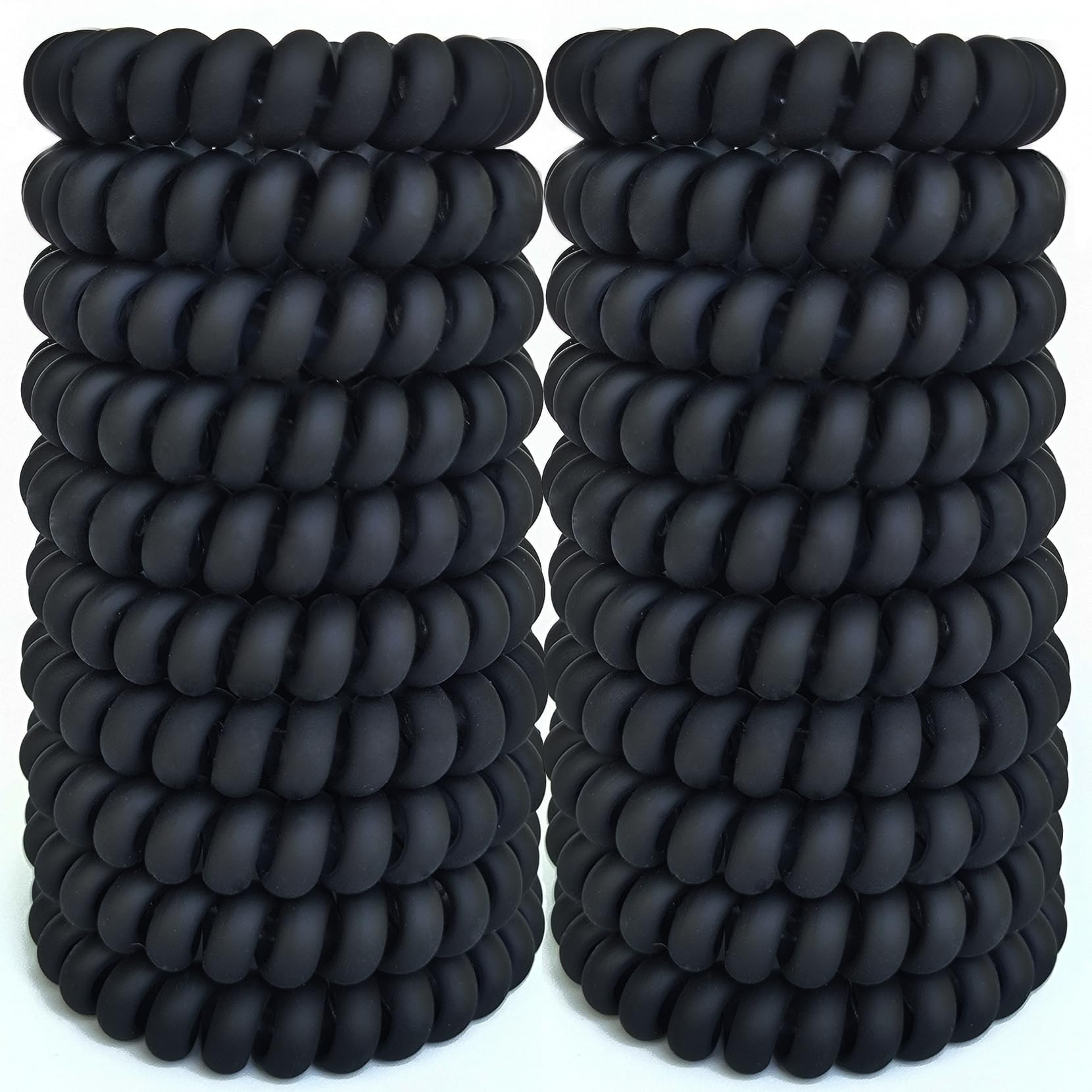 Leenchiry spiral hair ties matte black pack shows tangle-free hold for daily wear.