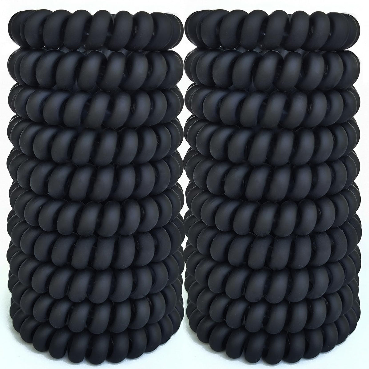 Leenchiry spiral hair ties matte black pack shows tangle-free hold for daily wear.