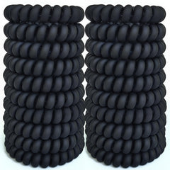 Leenchiry spiral hair ties matte black pack shows tangle-free hold for daily wear.