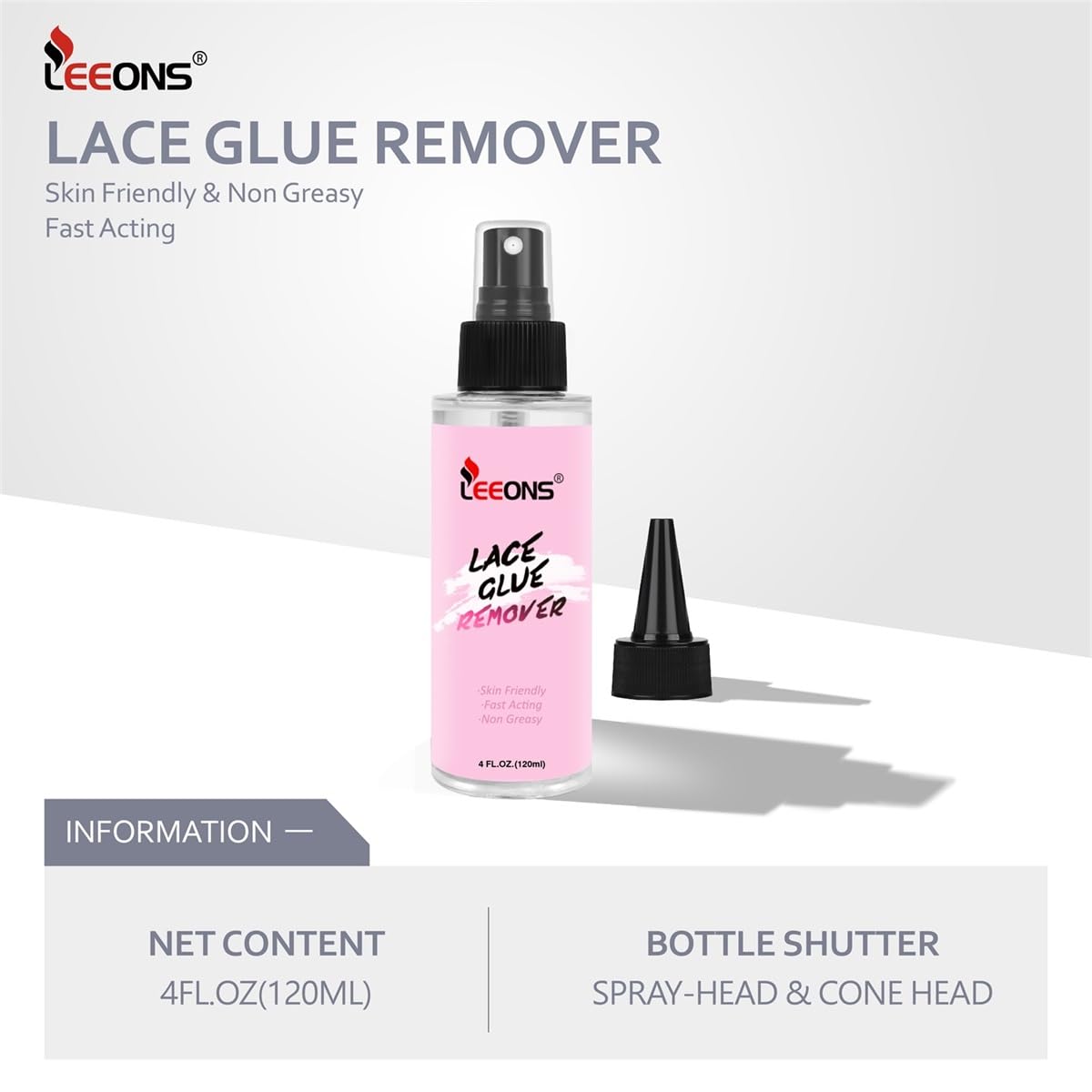 LEEONS adhesive tape remover application shows precise spraying for clean extension removal.