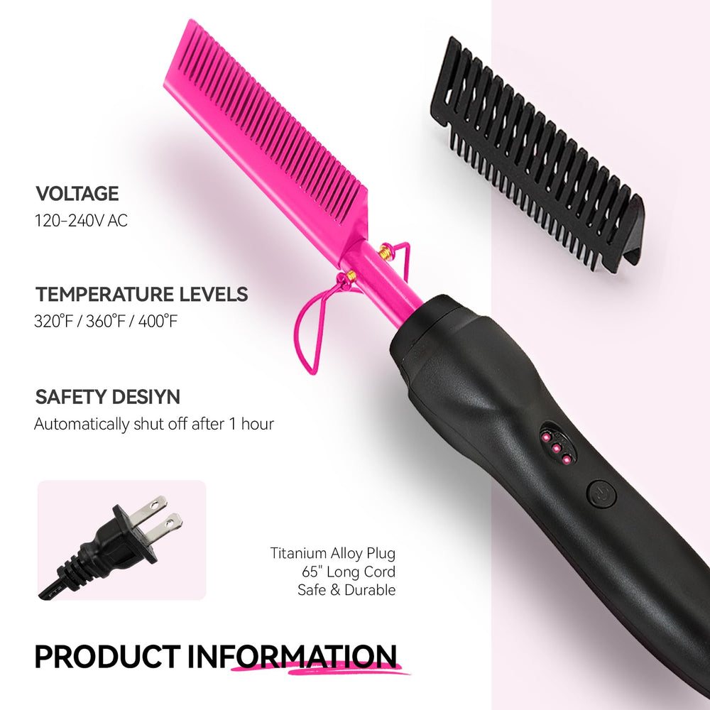 LEEONS electric hot comb insulated handle provides safe, comfortable grip