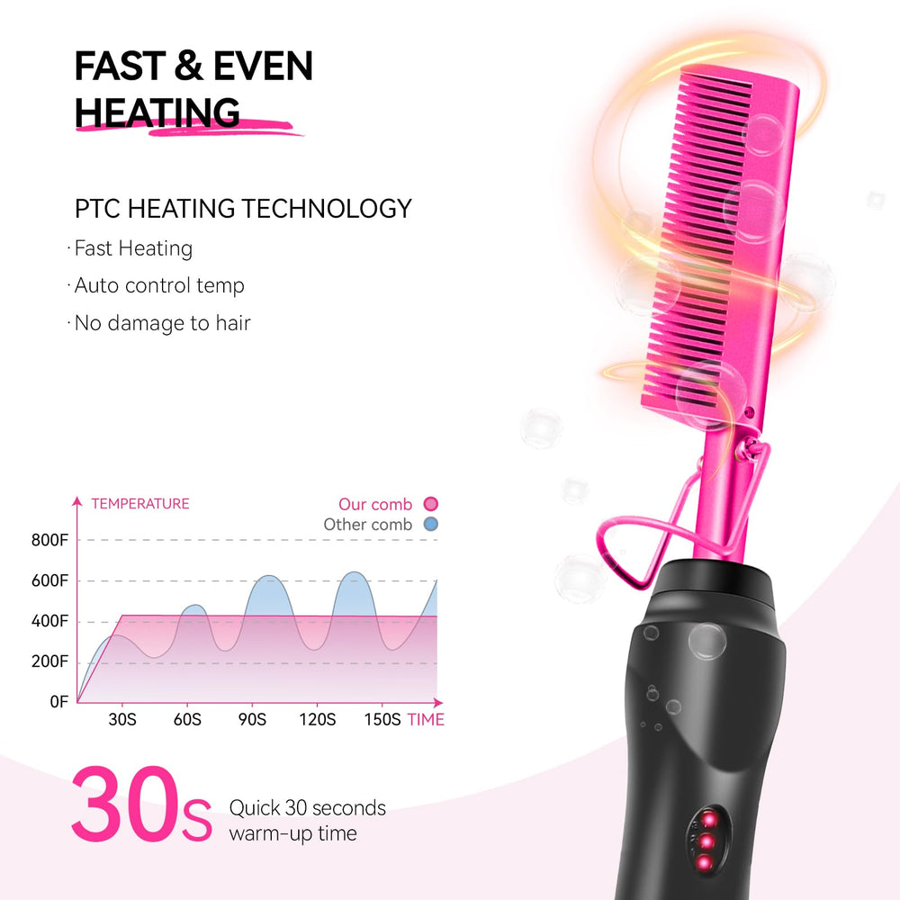 LEEONS hot comb thermostat settings show flexible heat control