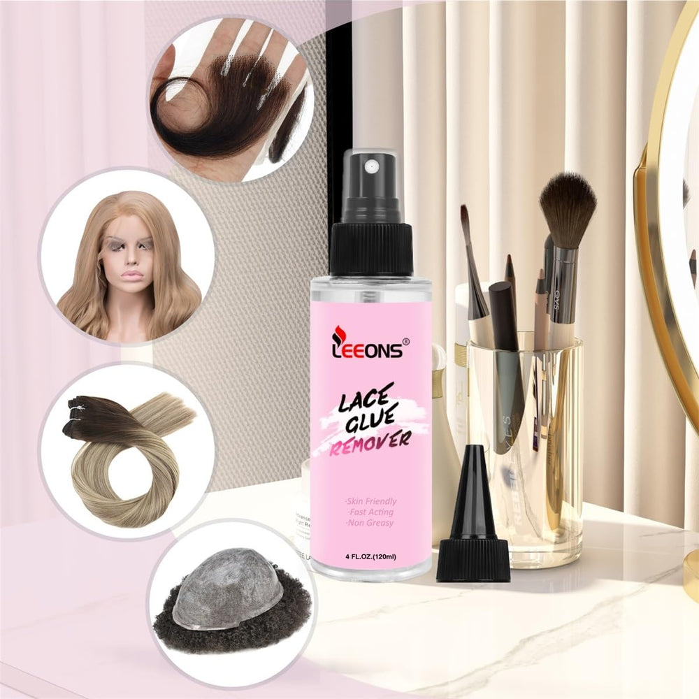 LEEONS real-hair extensions friendly remover confirms compatibility with tape-ins and wefts.
