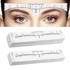 LEES A.M. eyebrow ruler sticker applied to the face for precise brow mapping.