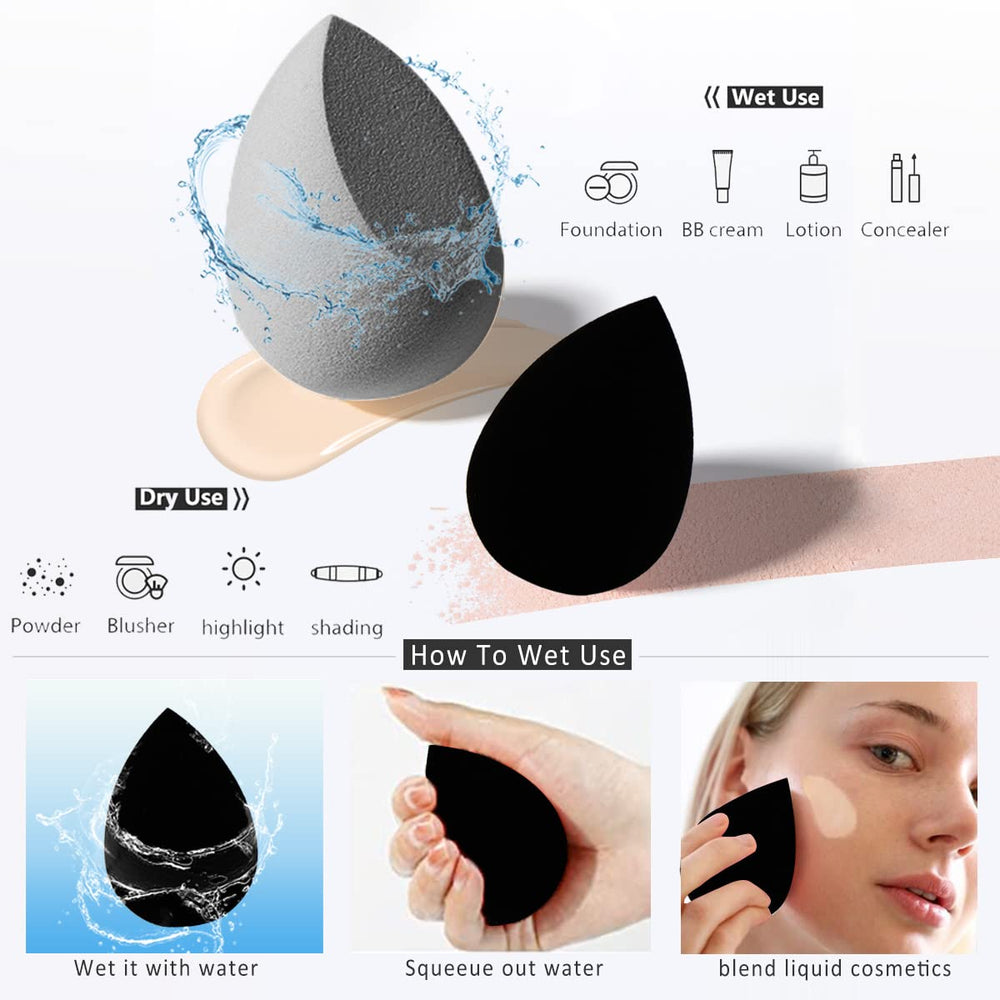 Leeshine makeup sponge holder shows organized vanity and quick-drying benefits.