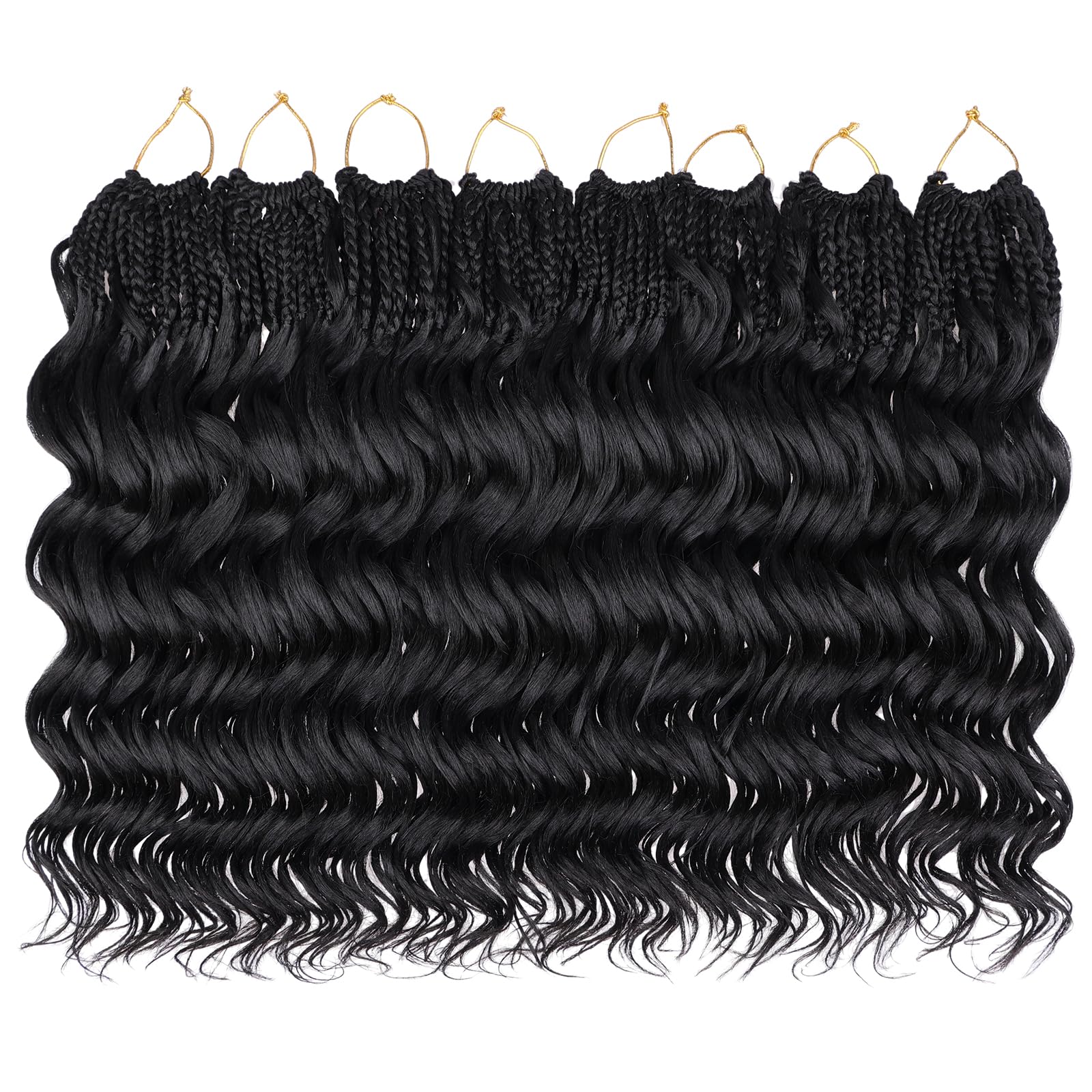 Leeven ocean wave crochet braids box packaging highlighting eight-pack kit.