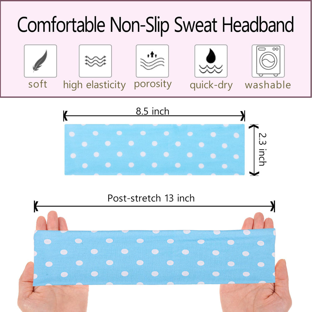 Leeven Polka Dot Headband worn with outfits demonstrates non-slip fit during workouts.
