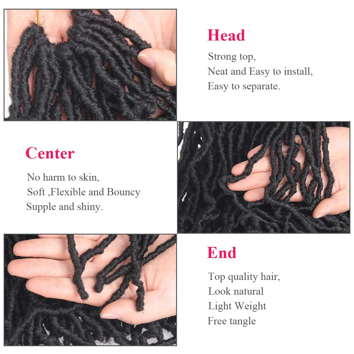 Leeven Goddess Locs 1B natural black close-up reveals color and texture for versatile styling.