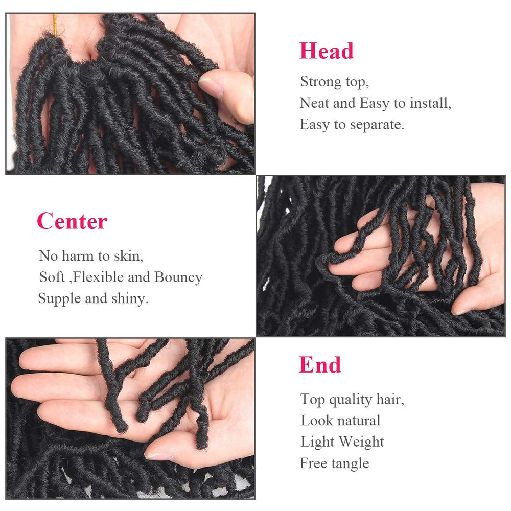 Leeven Goddess Locs 1B natural black close-up reveals color and texture for versatile styling.