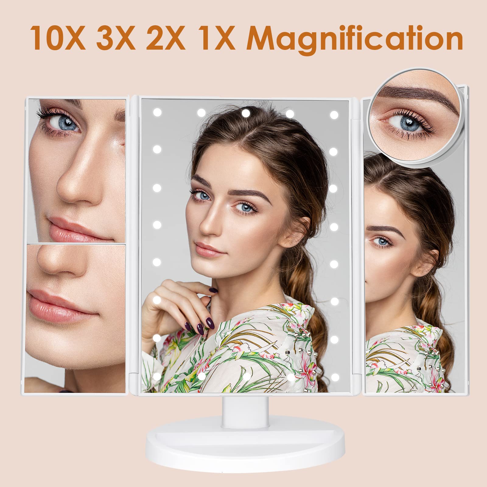 LeeWent 10x magnification detachable mirror for precise eyeliner and eyebrow work.