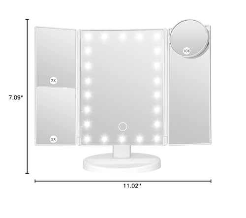 LeeWent vanity mirror brightness control touch enables customizable lighting for makeup routines.