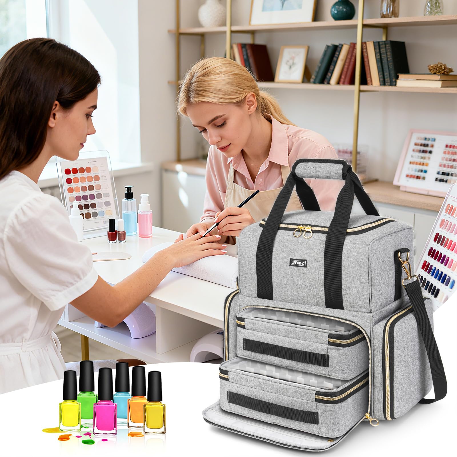 LEFOR-Z grey organizer doubles as makeup or toiletry bag.