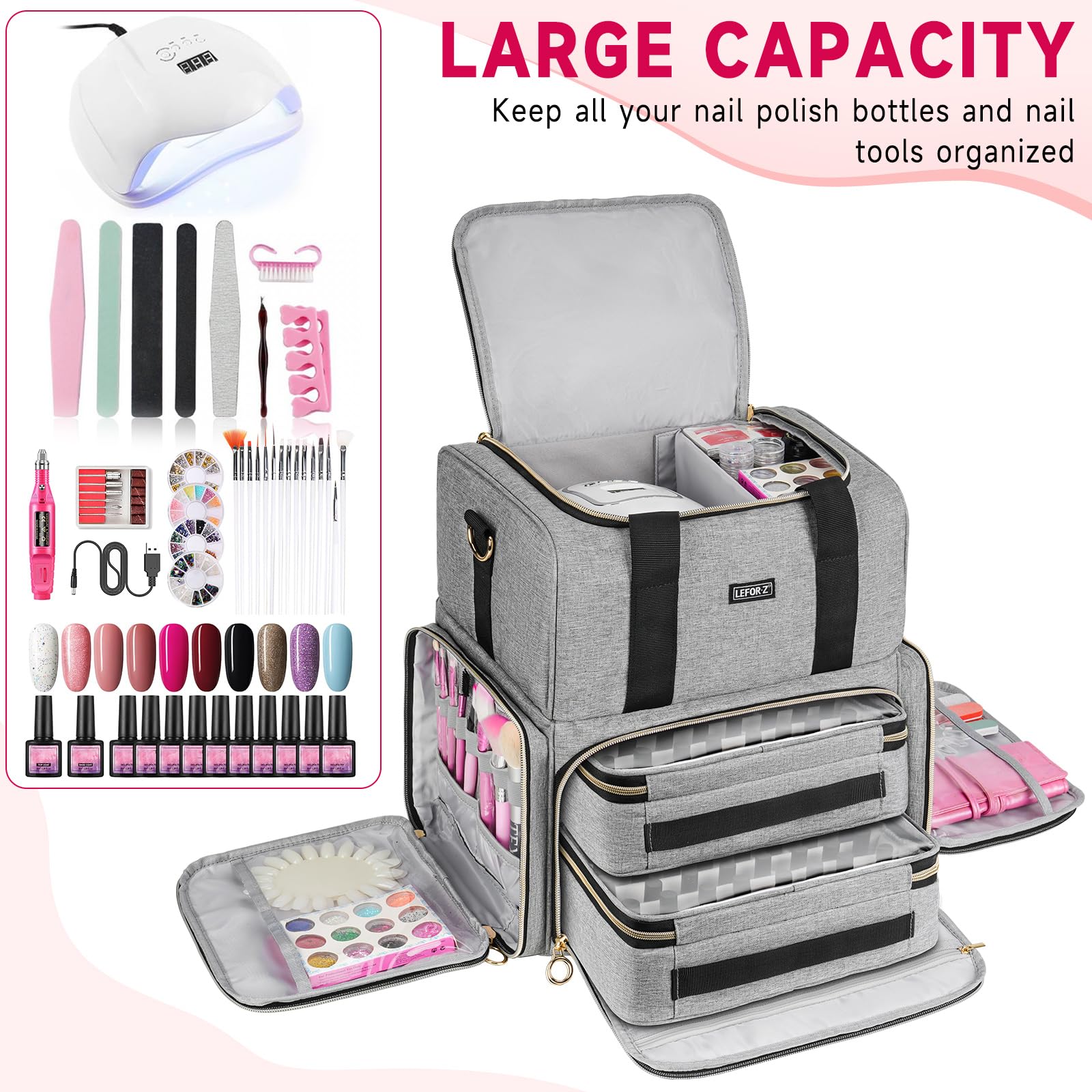 LEFOR-Z mesh pockets help organize brushes and tools inside.
