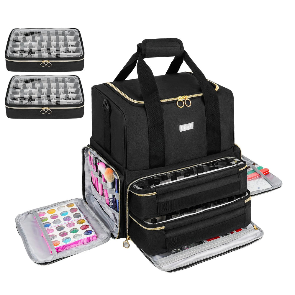LEFOR·Z nail polish organizer full bag holding 80 bottles for mobile nail tech