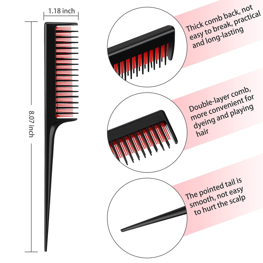Leinuosen triple teasing comb in red enhances thickness and parting